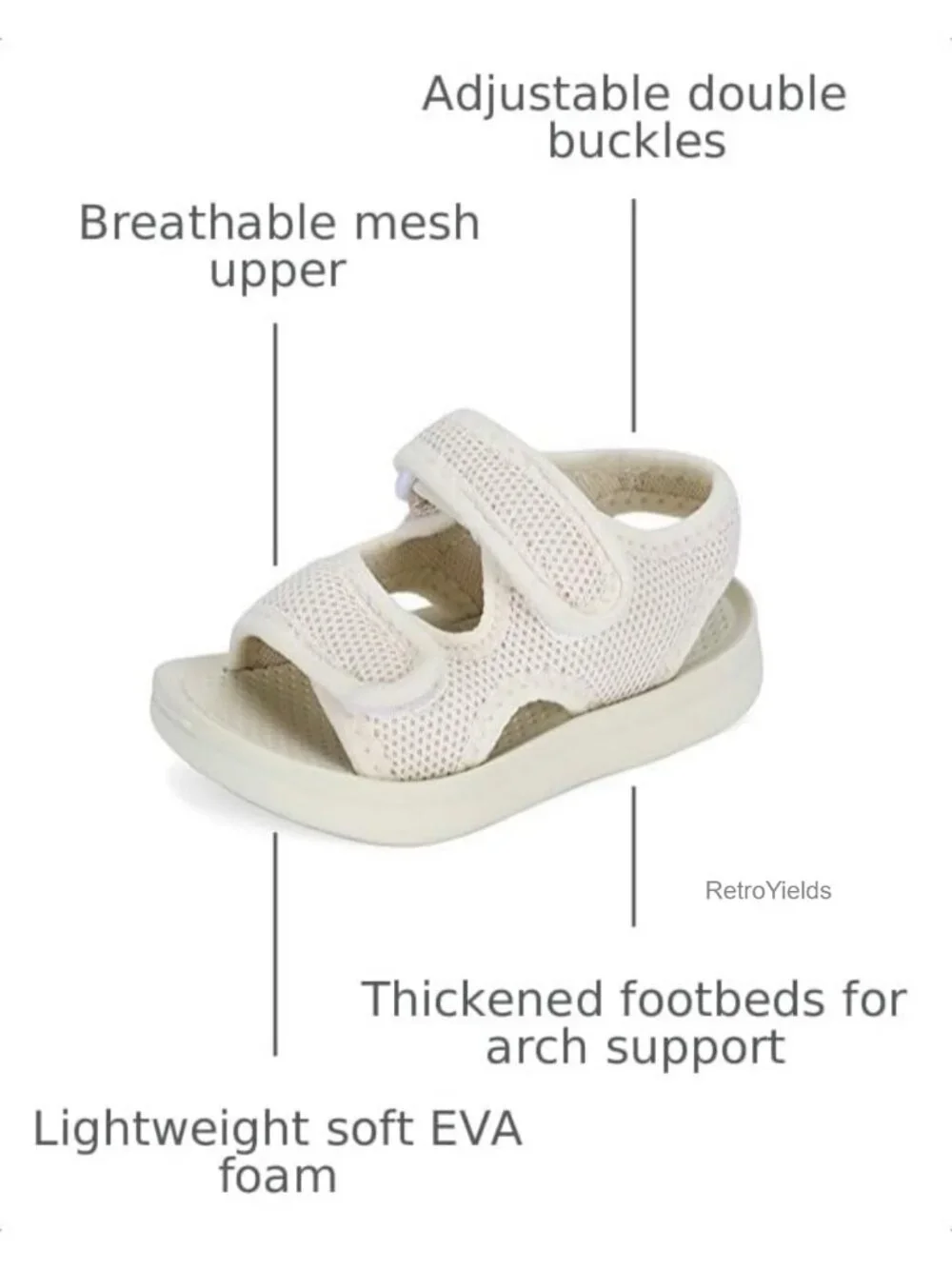 Unisex Kids Slide Sandals with Adjustable Double Buckles, Lightweight EVA Foam,